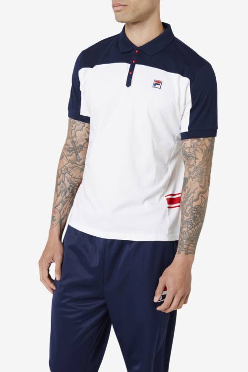 White / Navy / Red Men's Fila Mivvi Polo | Fila037FR