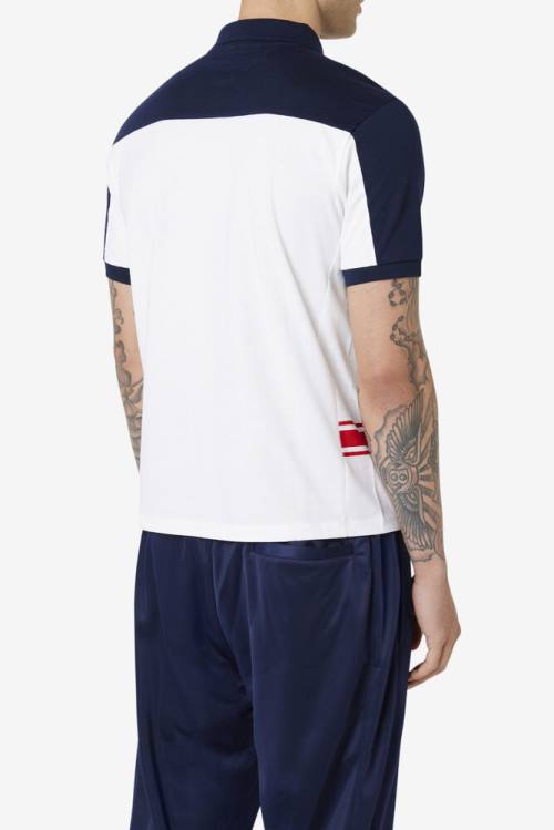 White / Navy / Red Men's Fila Mivvi Polo | Fila037FR