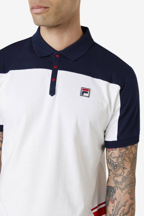 White / Navy / Red Men's Fila Mivvi Polo | Fila037FR