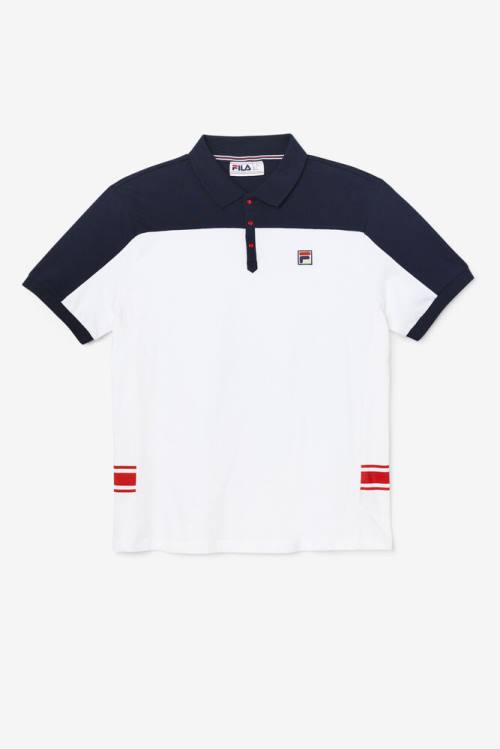 White / Navy / Red Men\'s Fila Mivvi Polo | Fila037FR