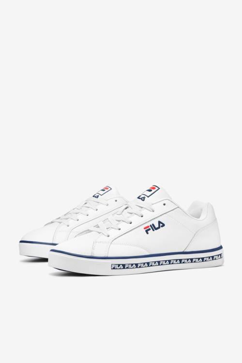 White / Navy / Red Men's Fila Original Fitness Original Court Leather Sneakers | Fila063WK