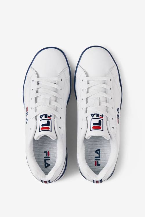 White / Navy / Red Men's Fila Original Fitness Original Court Leather Sneakers | Fila063WK