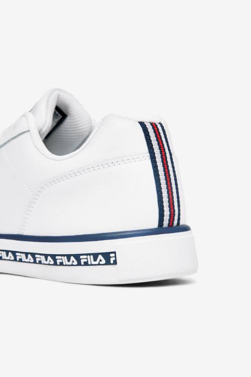 White / Navy / Red Men's Fila Original Fitness Original Court Leather Sneakers | Fila063WK