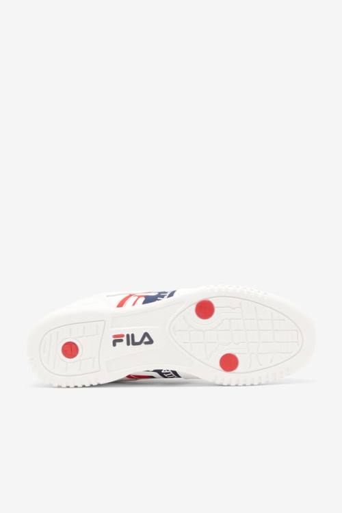 White / Navy / Red Men's Fila Original Fitness Logo Tape Sneakers | Fila340CH