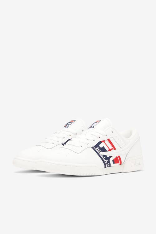 White / Navy / Red Men's Fila Original Fitness Logo Tape Sneakers | Fila340CH