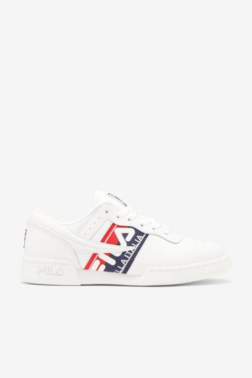 White / Navy / Red Men\'s Fila Original Fitness Logo Tape Sneakers | Fila340CH