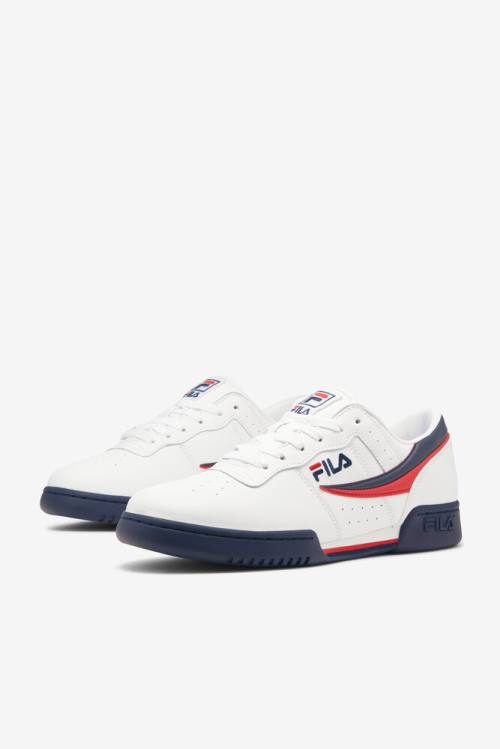 White / Navy / Red Men's Fila Original Fitness Sneakers | Fila537RE