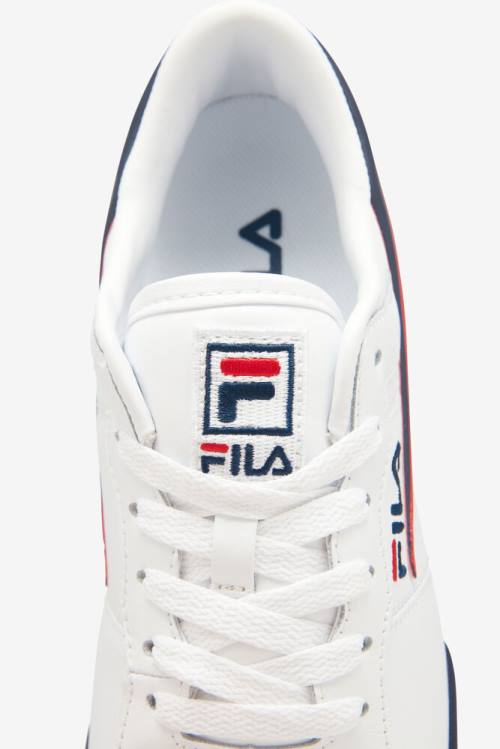 White / Navy / Red Men's Fila Original Fitness Sneakers | Fila537RE