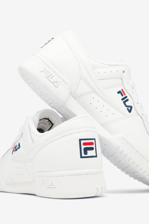 White / Navy / Red Men's Fila Original Fitness Sneakers | Fila542JX