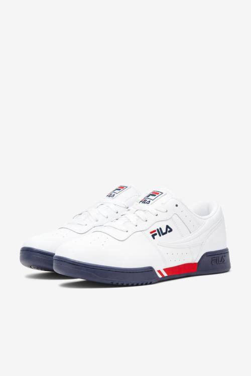 White / Navy / Red Men's Fila Original Fitness Op Sneakers | Fila631UF