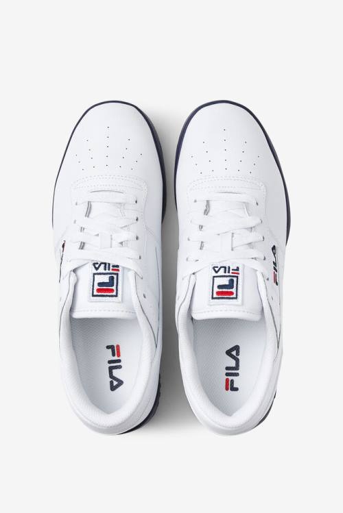 White / Navy / Red Men's Fila Original Fitness Op Sneakers | Fila631UF