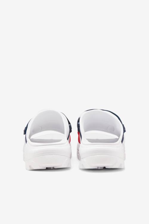 White / Navy / Red Men's Fila Outdoor Slides | Fila234NJ