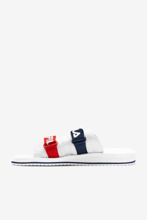 White / Navy / Red Men's Fila Utility Slides | Fila039LQ