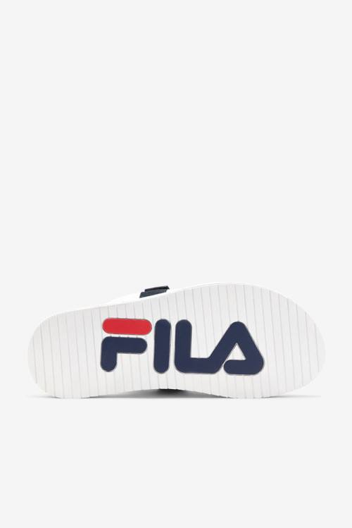 White / Navy / Red Men's Fila Utility Slides | Fila039LQ