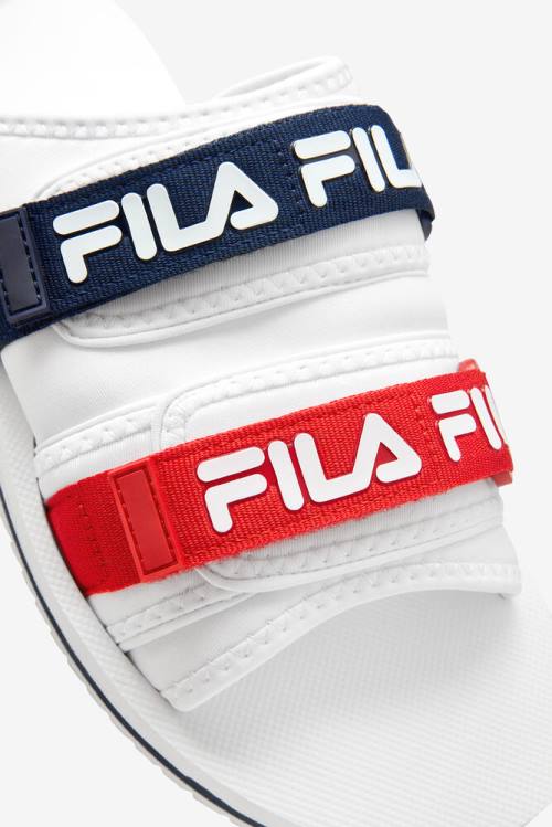 White / Navy / Red Men's Fila Utility Slides | Fila039LQ