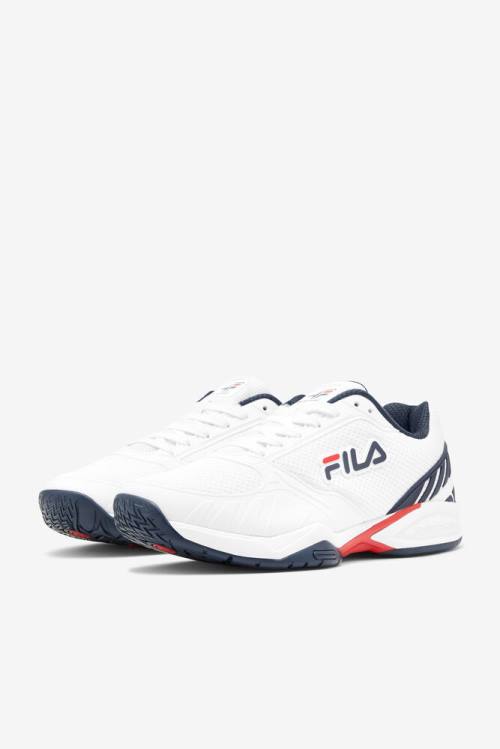 White / Navy / Red Men's Fila Volley Zone Sneakers | Fila467VE