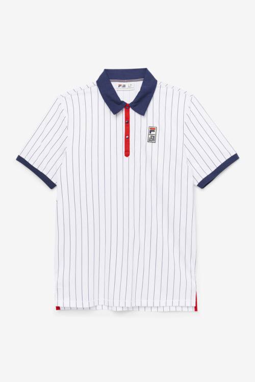 White / Navy / Red Men\'s Fila X The Museum Bb1 Polo | Fila751RO