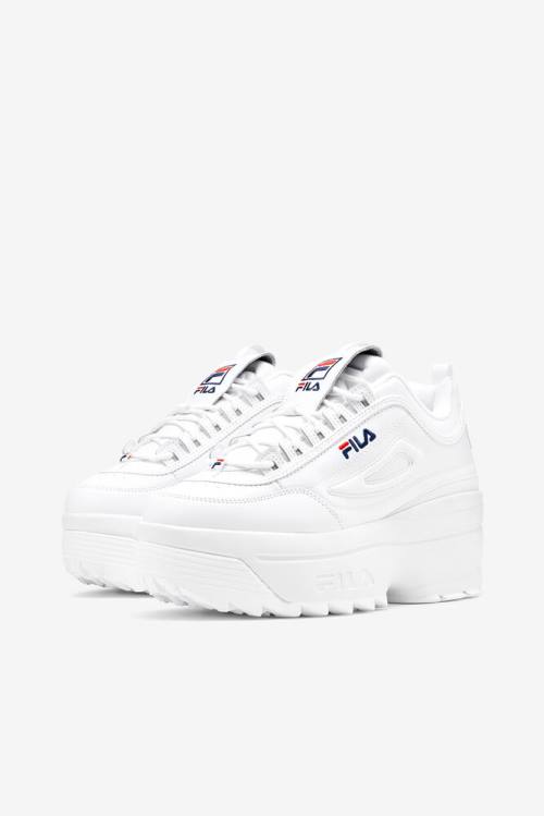 White / Navy / Red Women's Fila Disruptor 2 Wedge Sneakers | Fila270XZ