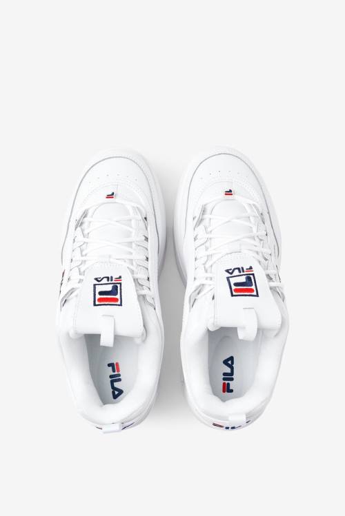 White / Navy / Red Women's Fila Disruptor 2 Wedge Sneakers | Fila270XZ