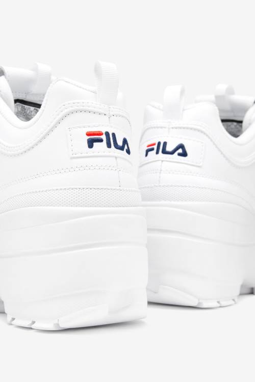 White / Navy / Red Women's Fila Disruptor 2 Wedge Sneakers | Fila270XZ