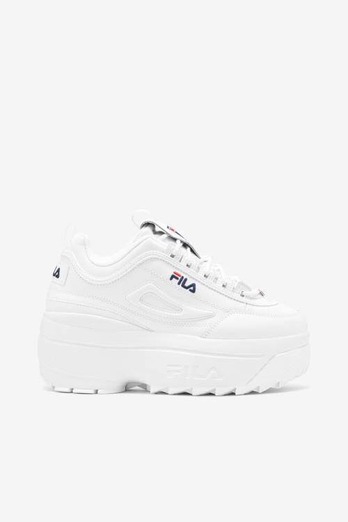 White / Navy / Red Women\'s Fila Disruptor 2 Wedge Sneakers | Fila270XZ