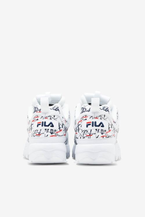 White / Navy / Red Women's Fila Disruptor 2 Graffiti Sneakers | Fila346XJ