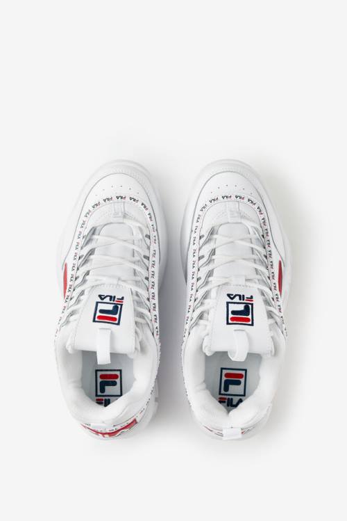 White / Navy / Red Women's Fila Disruptor 2 Premium Repeat Sneakers | Fila530FH