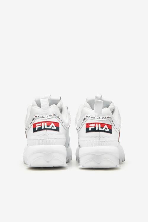 White / Navy / Red Women's Fila Disruptor 2 Premium Repeat Sneakers | Fila530FH