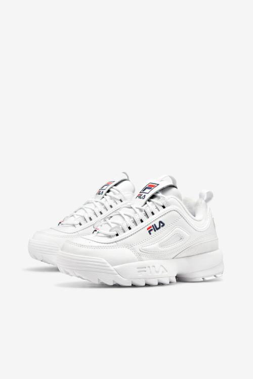 White / Navy / Red Women's Fila Disruptor 2 Premium Sneakers | Fila584OD