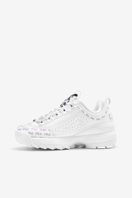 White / Navy / Red Women's Fila Disruptor 2 Multiflag Sneakers | Fila680XH