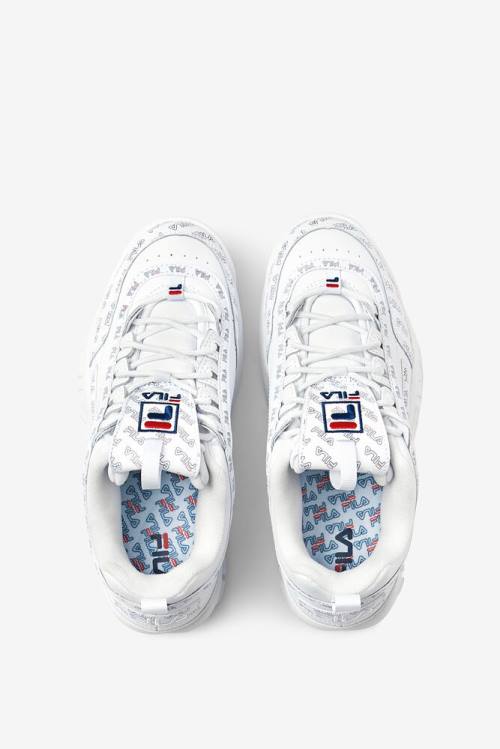 White / Navy / Red Women's Fila Disruptor 2 Multiflag Sneakers | Fila680XH