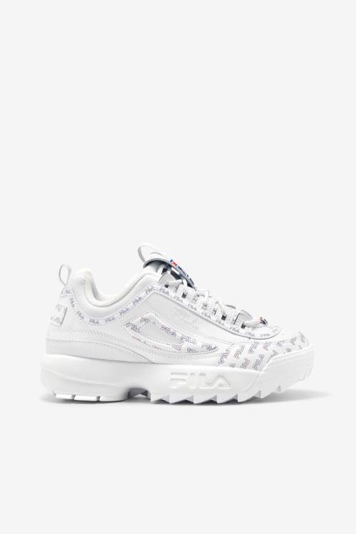 White / Navy / Red Women\'s Fila Disruptor 2 Multiflag Sneakers | Fila680XH