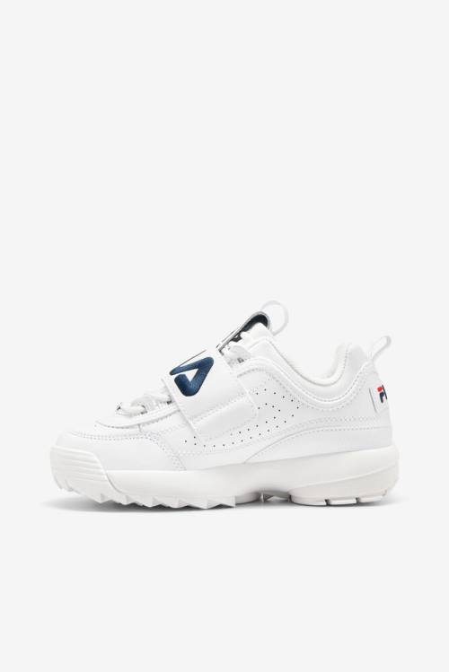 White / Navy / Red Women's Fila Disruptor 2 Applique Sneakers | Fila965TM