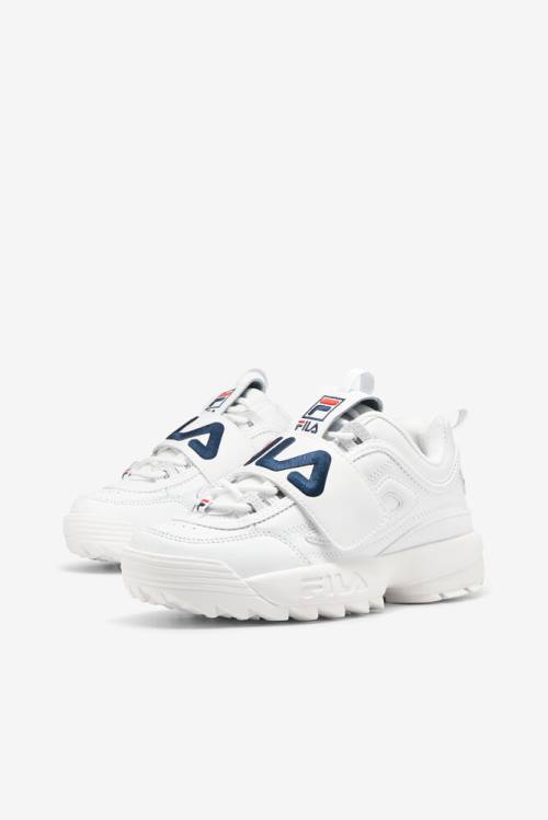 White / Navy / Red Women's Fila Disruptor 2 Applique Sneakers | Fila965TM