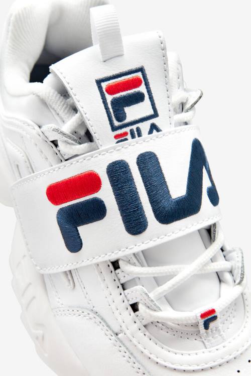 White / Navy / Red Women's Fila Disruptor 2 Applique Sneakers | Fila965TM