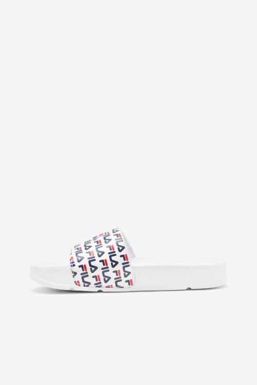 White / Navy / Red Women's Fila Drifter Mood 2 Slides | Fila208UB