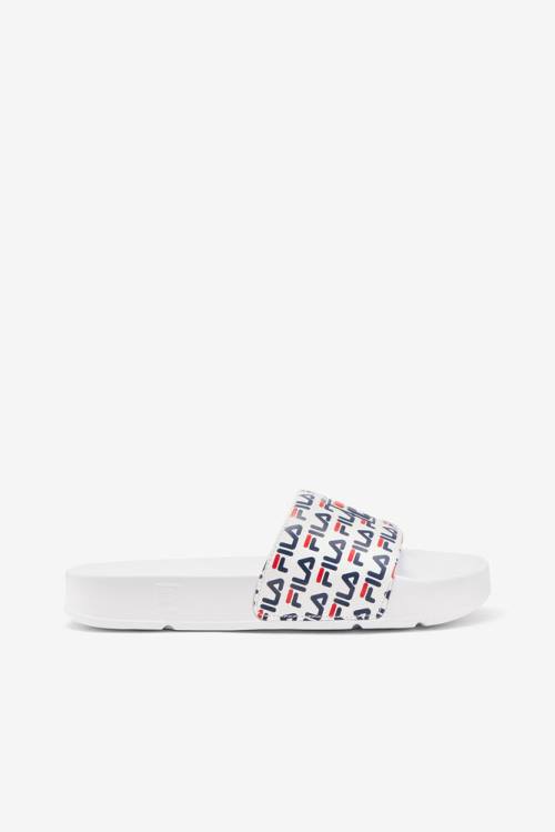 White / Navy / Red Women\'s Fila Drifter Mood 2 Slides | Fila208UB