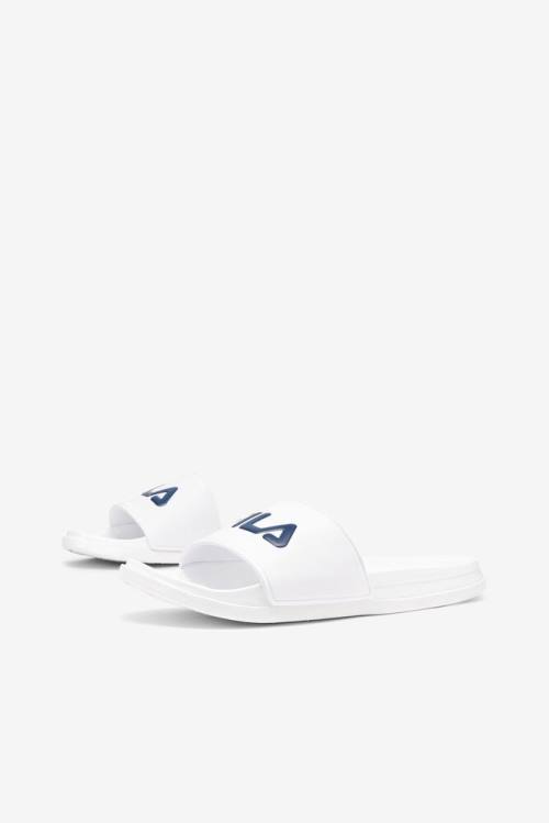 White / Navy / Red Women's Fila Drifter Luxe Slides | Fila249VS