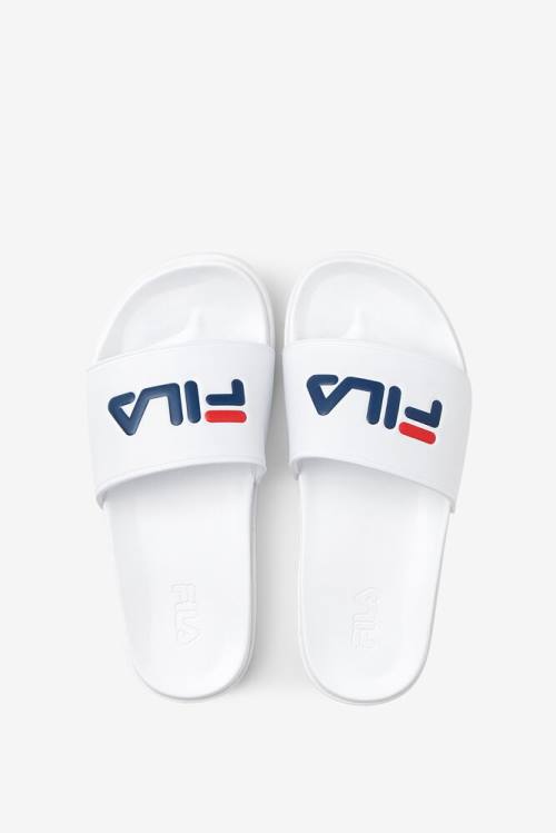 White / Navy / Red Women's Fila Drifter Luxe Slides | Fila249VS