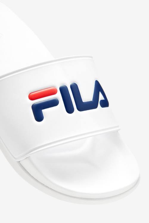 White / Navy / Red Women's Fila Drifter Luxe Slides | Fila249VS