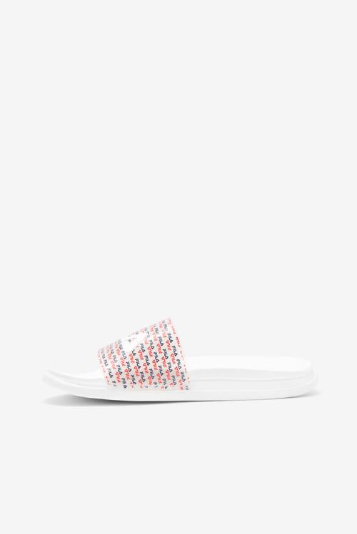 White / Navy / Red Women's Fila Drifter Luxe Repeat Slides | Fila318PA