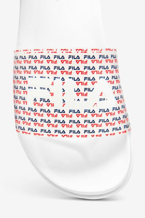 White / Navy / Red Women's Fila Drifter Luxe Repeat Slides | Fila318PA