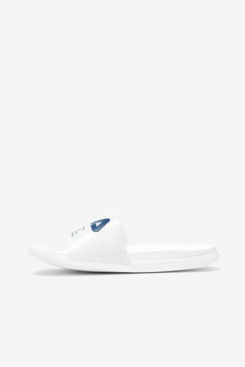 White / Navy / Red Women's Fila Drifter Luxe Clear Slides | Fila680QO