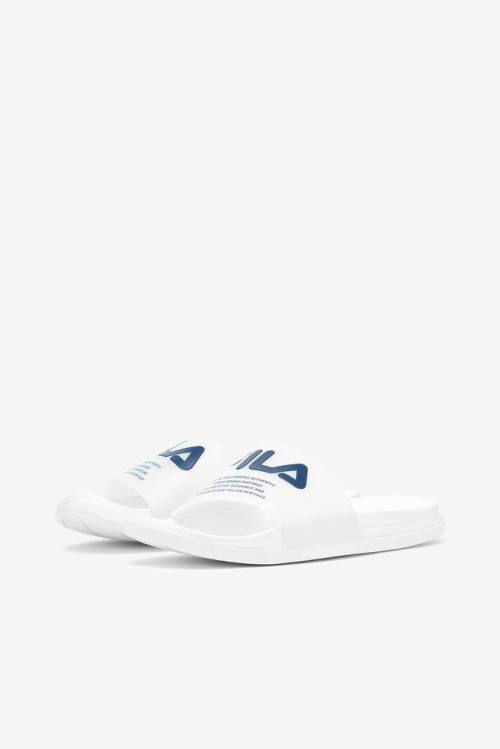 White / Navy / Red Women's Fila Drifter Luxe Clear Slides | Fila680QO