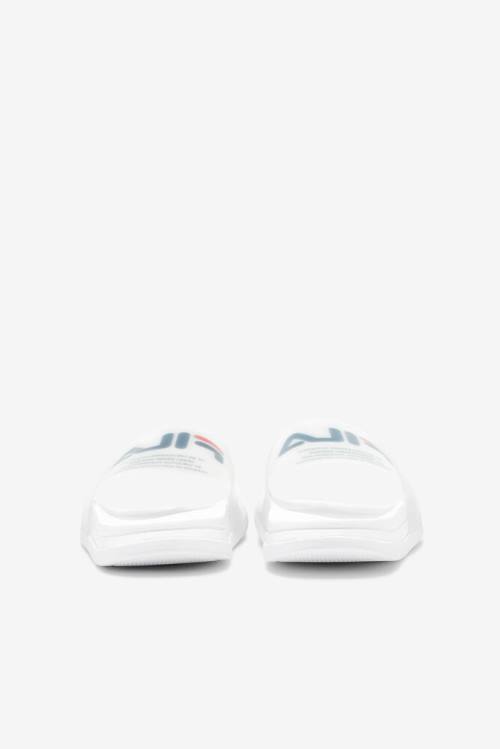 White / Navy / Red Women's Fila Drifter Luxe Clear Slides | Fila680QO