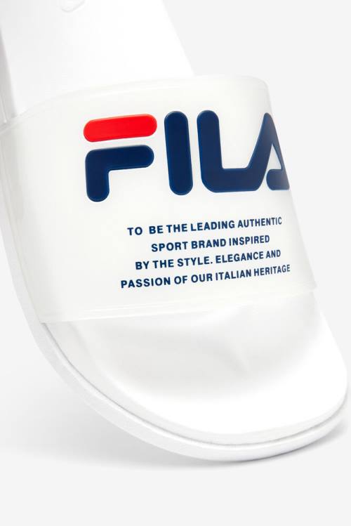 White / Navy / Red Women's Fila Drifter Luxe Clear Slides | Fila680QO