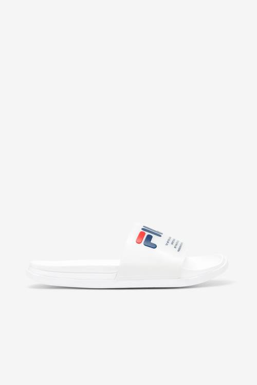 White / Navy / Red Women\'s Fila Drifter Luxe Clear Slides | Fila680QO