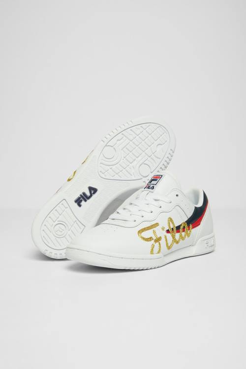 White / Navy / Red Women's Fila Original Fitness Signature 2 Sneakers | Fila928VL