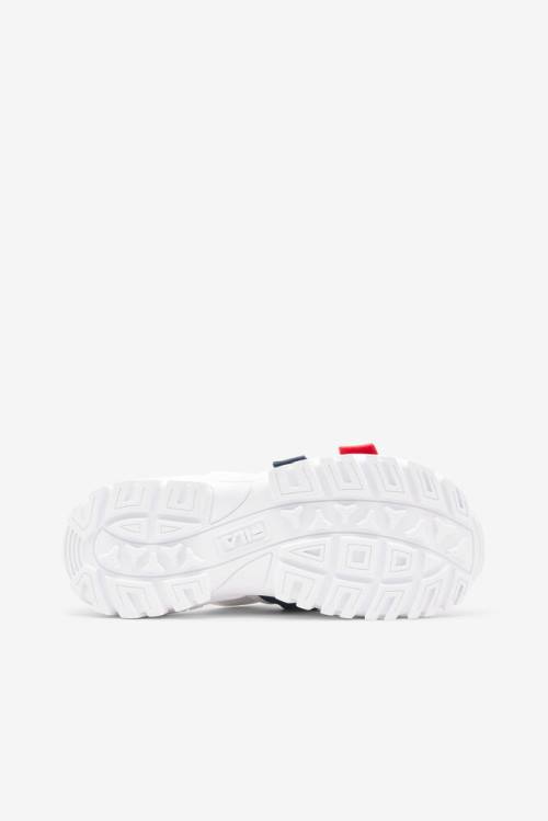 White / Navy / Red Women's Fila Outdoor Slides | Fila728XI