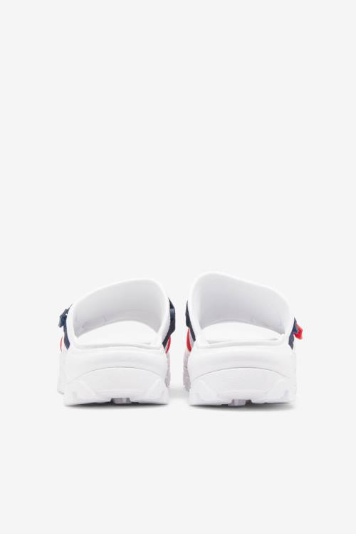 White / Navy / Red Women's Fila Outdoor Slides | Fila728XI